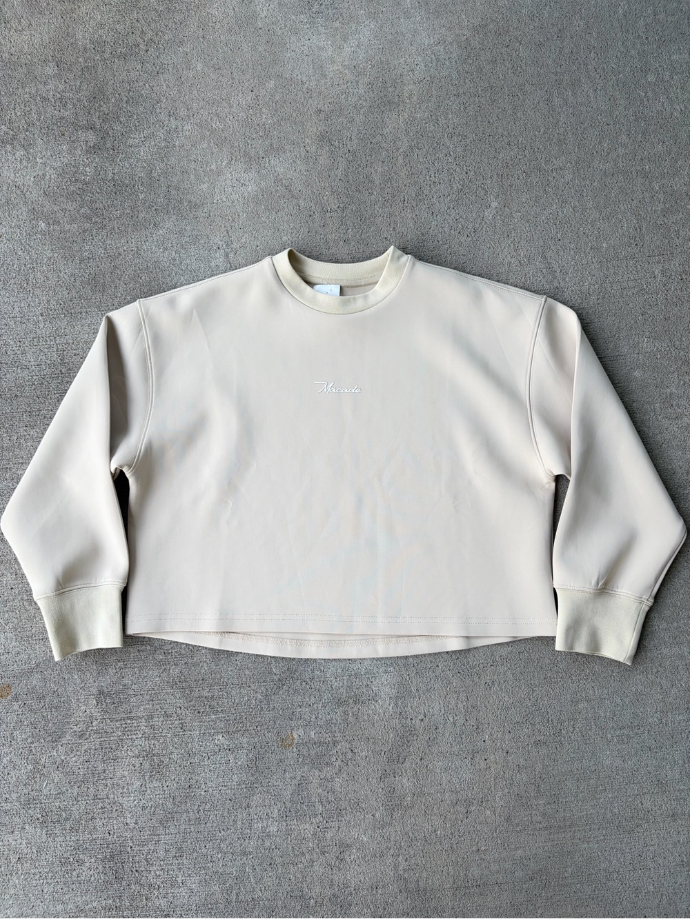 Macade Golf cropped maya sweatshirt crewneck embroidered logo pullover top ivory